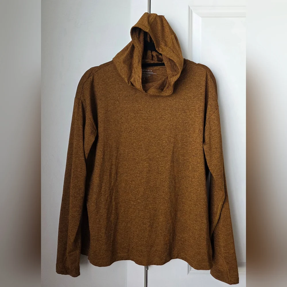 Athleta Uptempo Cowl Neck Hoodie Sweatshirt in Rich Rustic Brown - Picture 4 of 14